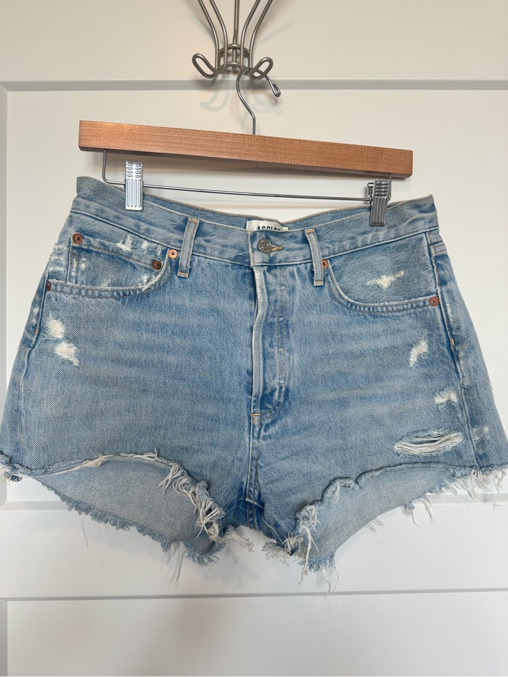 AGOLDE Parker Distressed Cutoff Denim Shorts High Rise